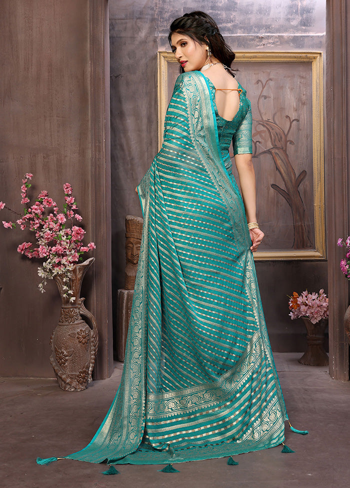 Sea Green Spun Silk Saree With Blouse Piece