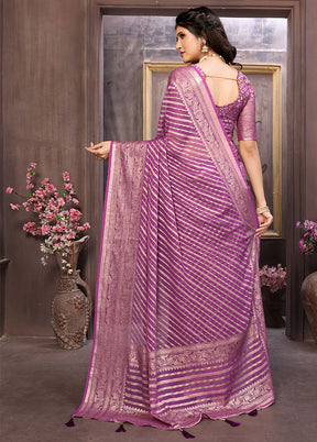 Purple Spun Silk Saree With Blouse Piece