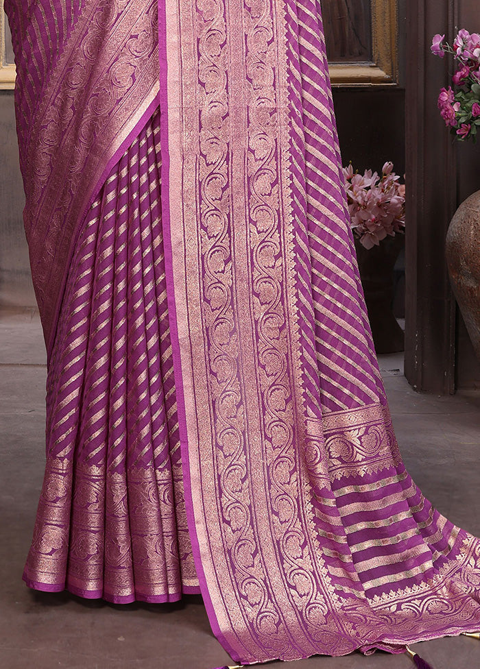 Purple Spun Silk Saree With Blouse Piece