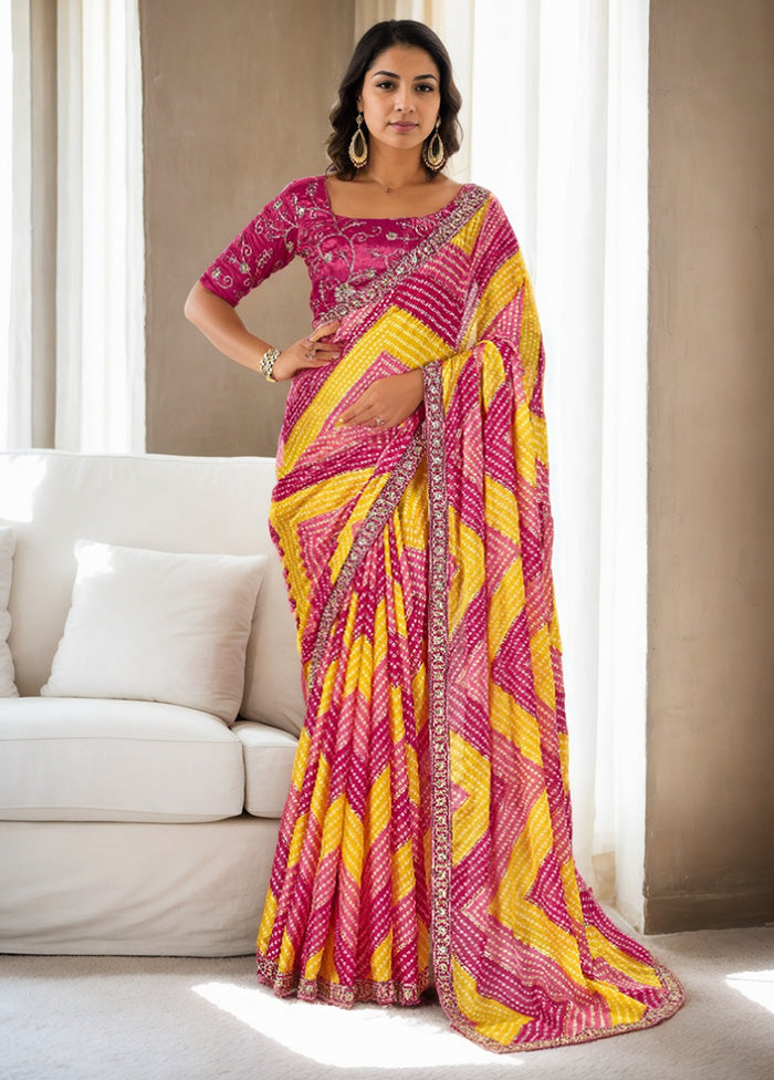 Pink Spun Silk Saree With Blouse Piece