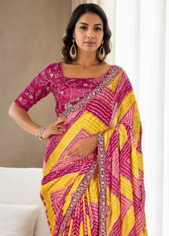 Pink Spun Silk Saree With Blouse Piece