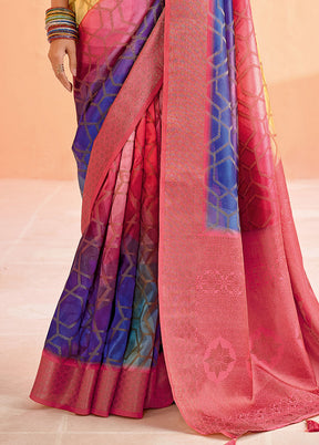 Red Organza Saree With Blouse Piece