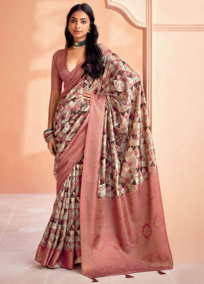 Rust Organza Saree With Blouse Piece