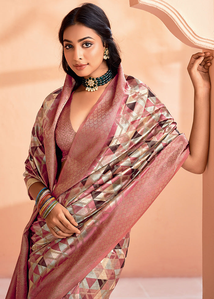 Rust Organza Saree With Blouse Piece