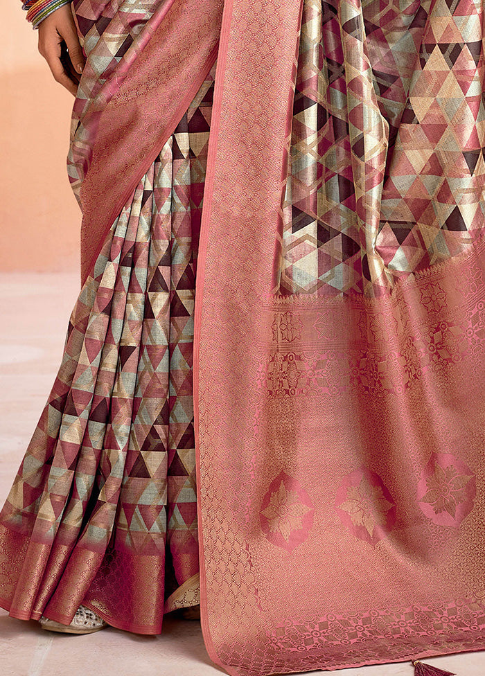 Rust Organza Saree With Blouse Piece