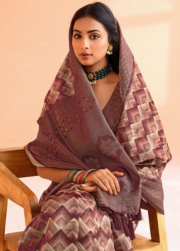 Brown Organza Saree With Blouse Piece