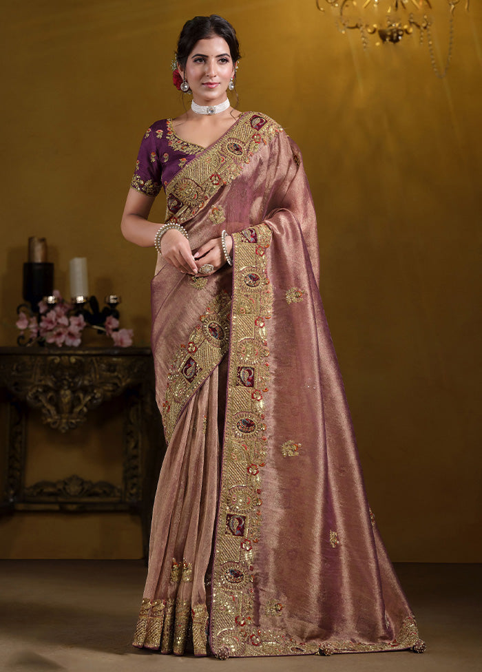 Wine Pure Georgette Saree With Blouse Piece