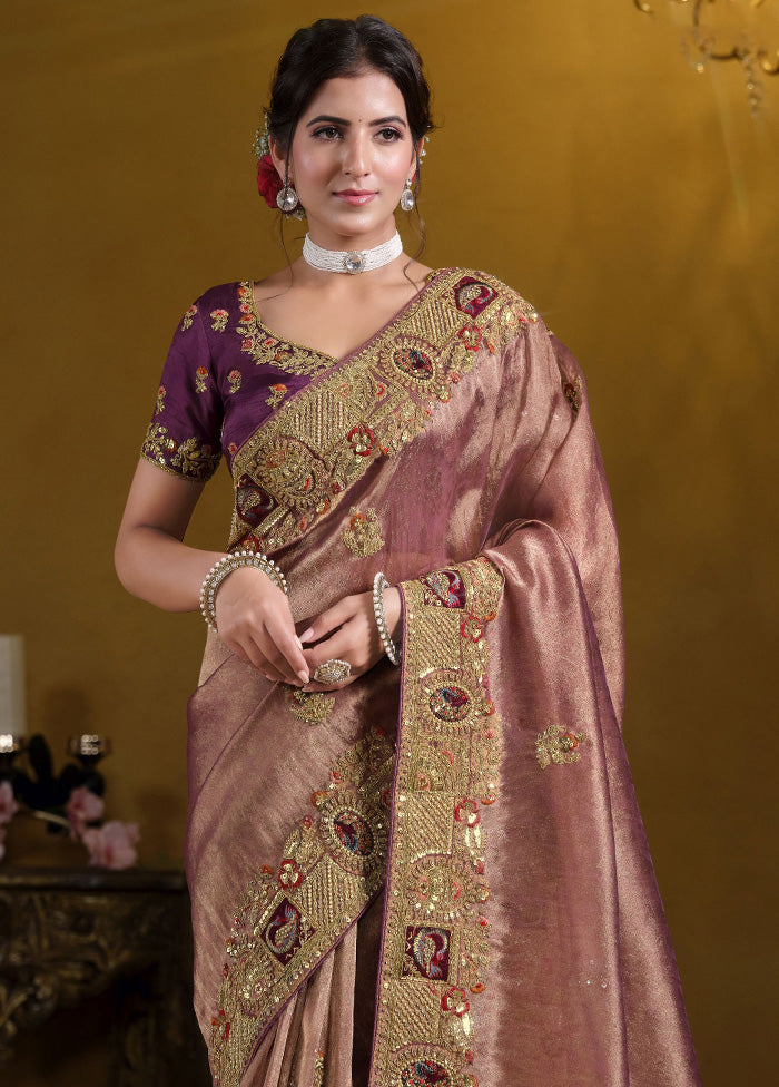 Wine Pure Georgette Saree With Blouse Piece