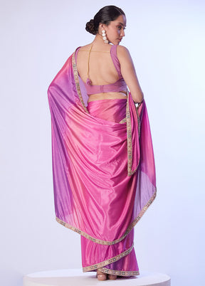 Pink Spun Silk Saree With Blouse Piece