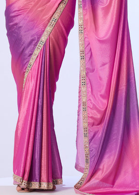 Pink Spun Silk Saree With Blouse Piece