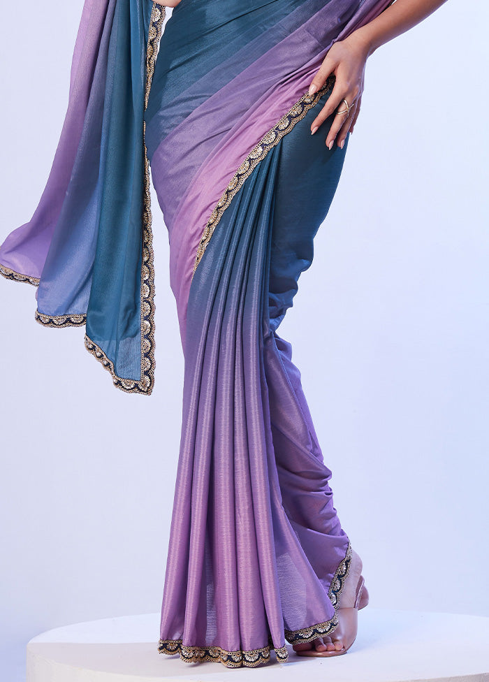 Teal Blue Spun Silk Saree With Blouse Piece