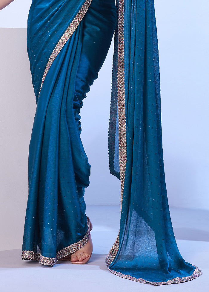 Firoza Satin Silk Saree With Blouse Piece