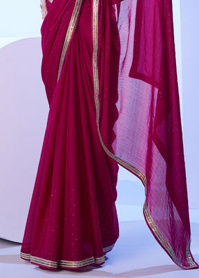 Pink Satin Silk Saree With Blouse Piece