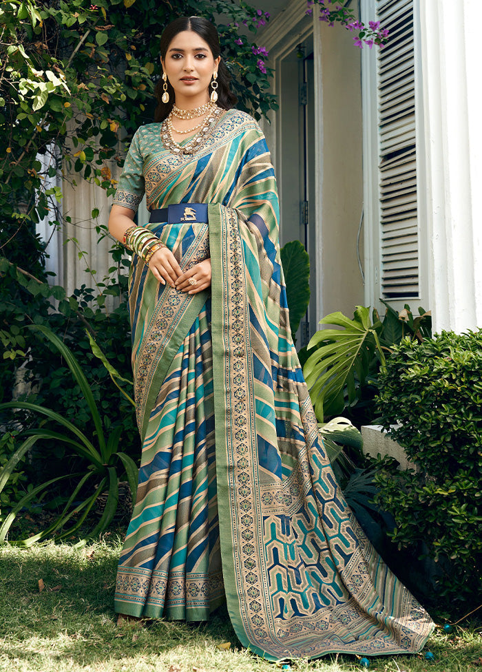 Blue Georgette Saree With Blouse Piece