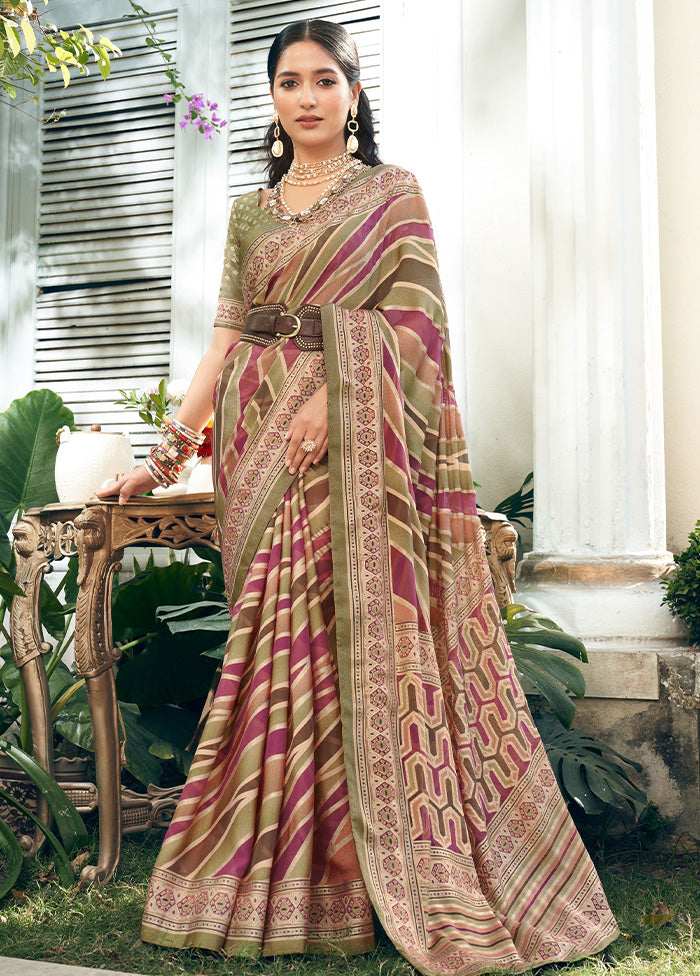 Beige Georgette Saree With Blouse Piece