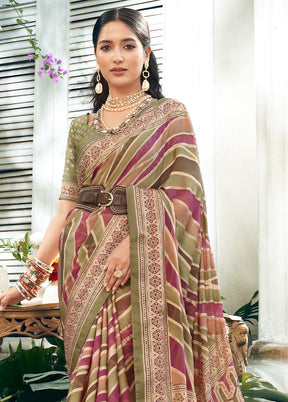 Beige Georgette Saree With Blouse Piece