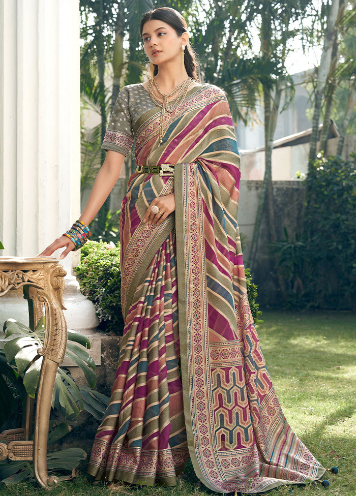 Grey Georgette Saree With Blouse Piece