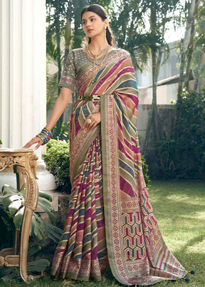 Grey Georgette Saree With Blouse Piece