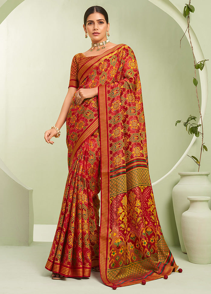 Maroon Georgette Saree With Blouse Piece