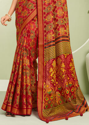 Maroon Georgette Saree With Blouse Piece