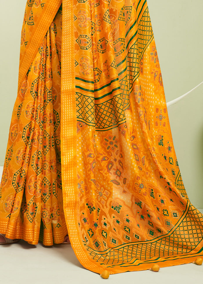 Yellow Georgette Saree With Blouse Piece