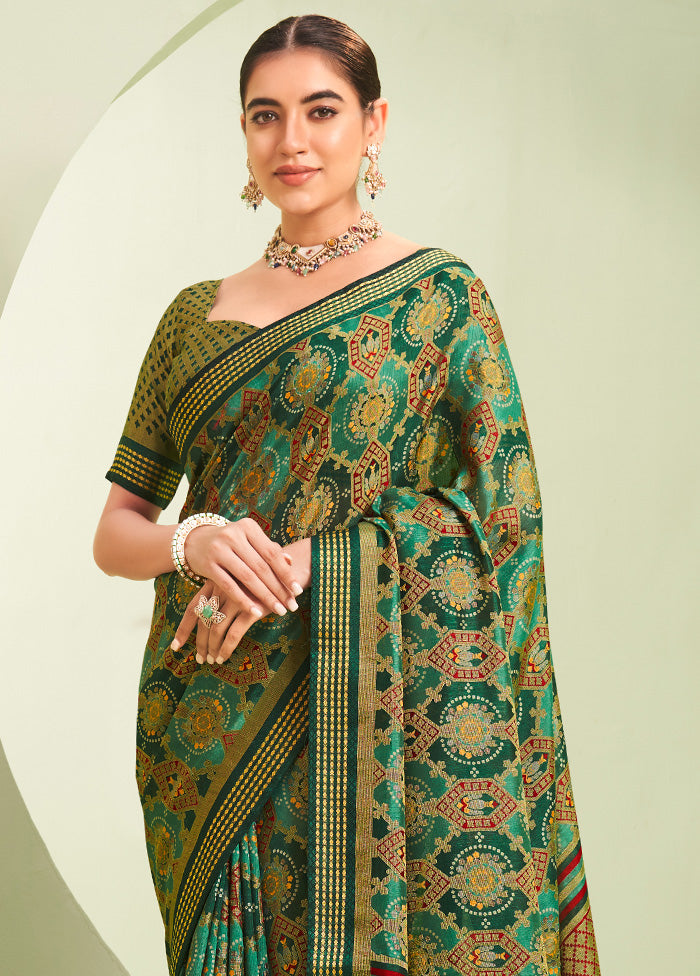 Green Georgette Saree With Blouse Piece