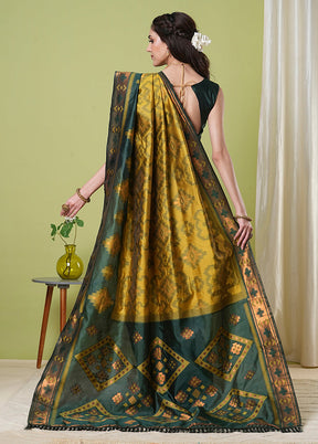 Mustard Banarasi Silk Saree With Blouse Piece