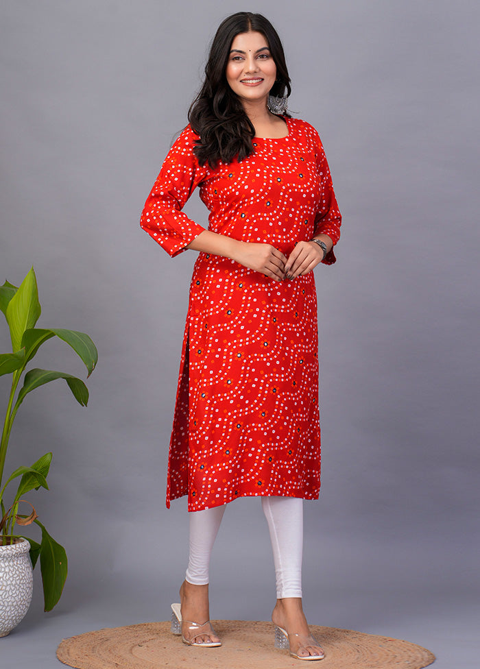 Orange Readymade Rayon Kurti