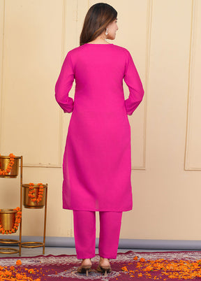 3 Pc Pink Readymade Viscose Suit Set