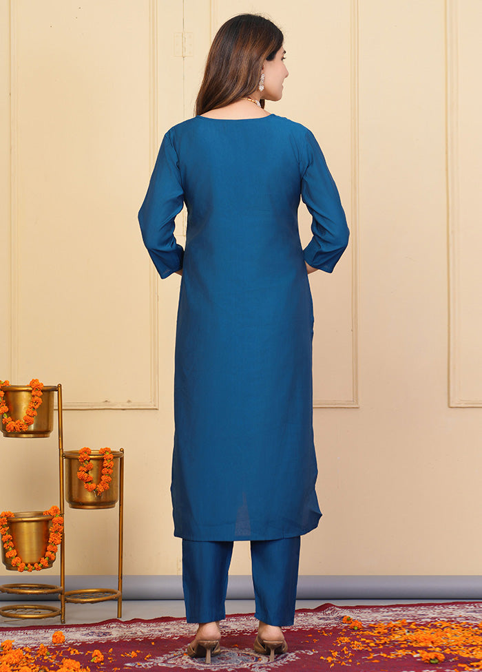 3 Pc Blue Readymade Viscose Suit Set