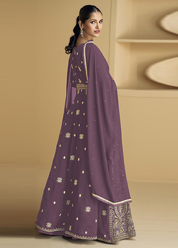 3 Pc Mauve Semi Stitched Georgette Suit Set