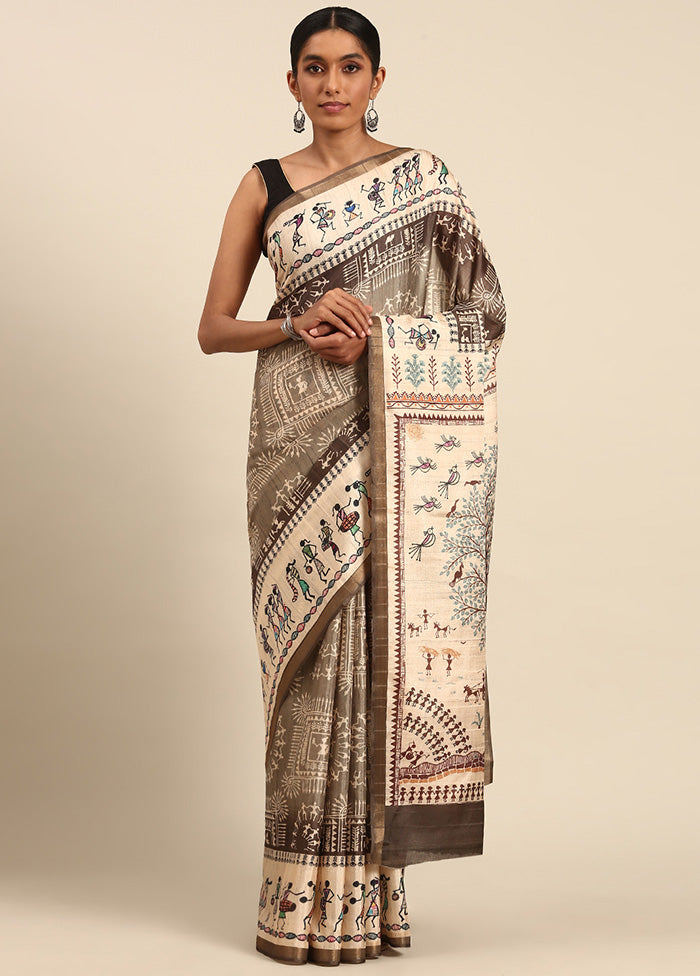 Brown Cotton Saree With Blouse Piece