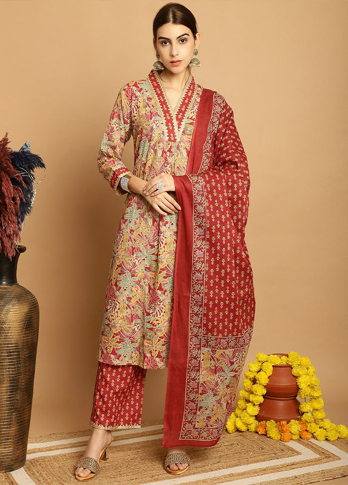 3 Pc Yellow Readymade Cotton Suit Set