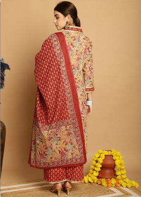 3 Pc Yellow Readymade Cotton Suit Set