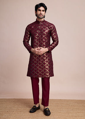 Maroon Silk Kurta
