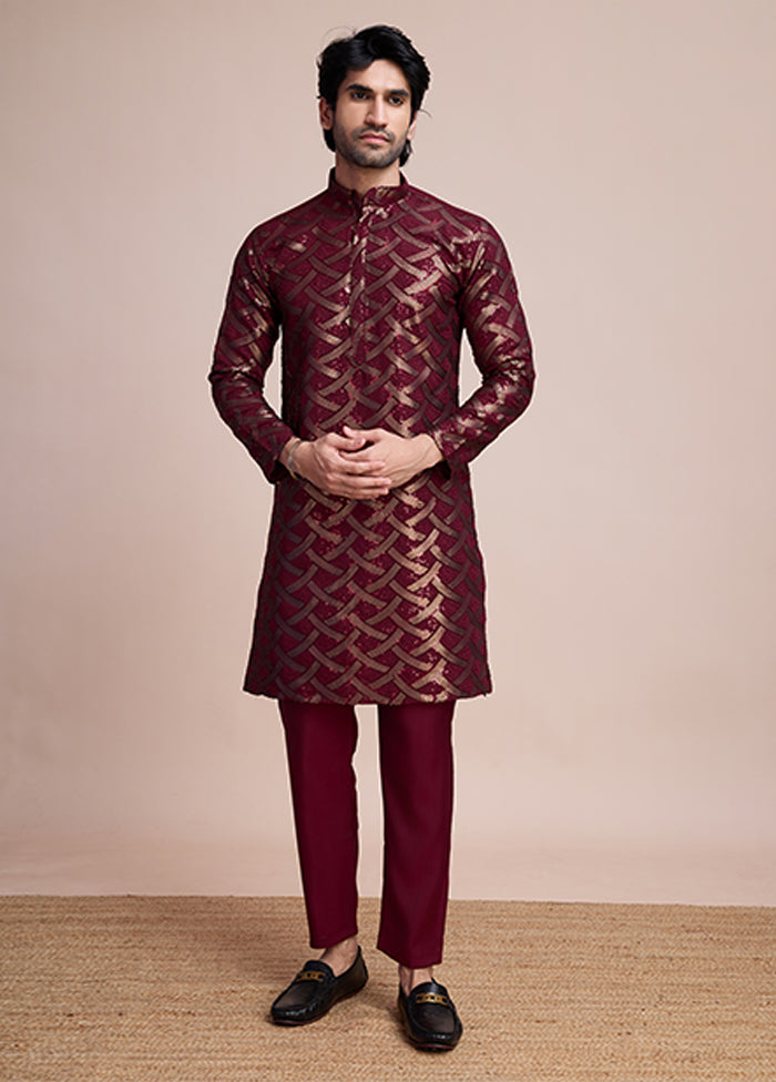 Maroon Silk Kurta