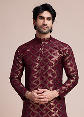 Maroon Silk Kurta