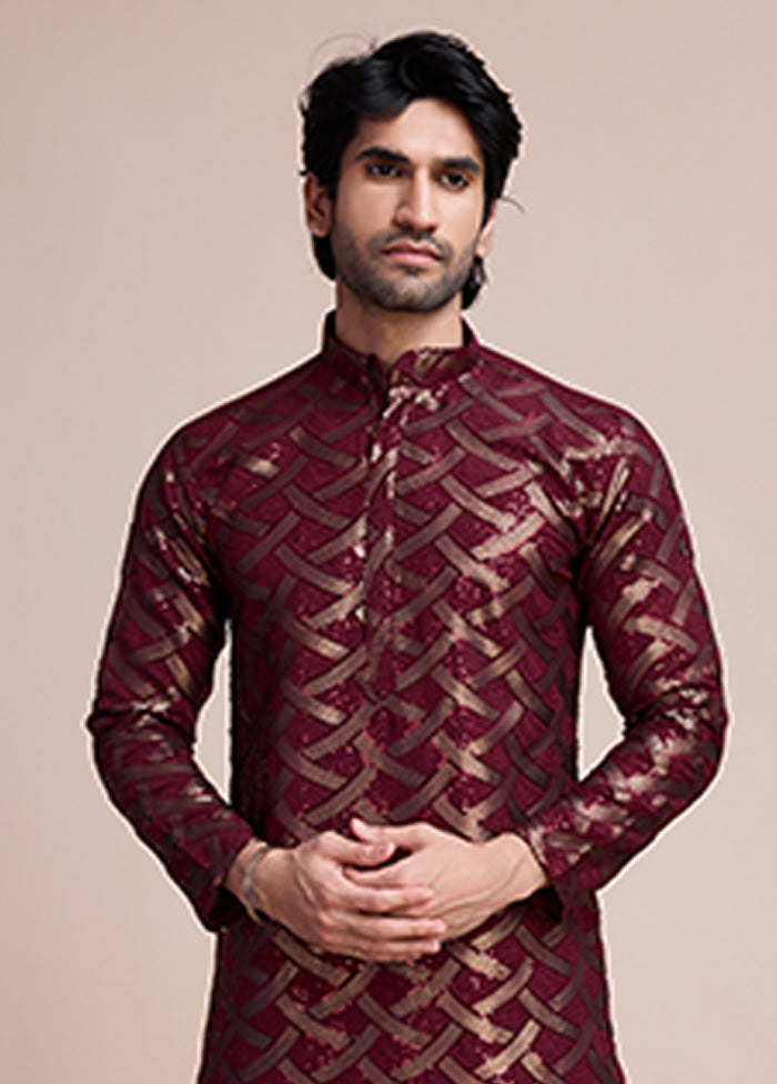 Maroon Silk Kurta
