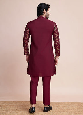 Maroon Silk Kurta