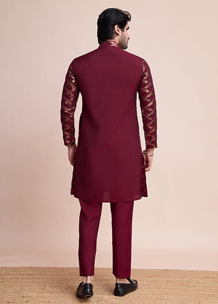 Maroon Silk Kurta