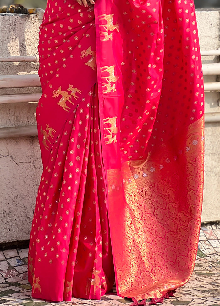 Pink Spun Silk Saree With Blouse Piece