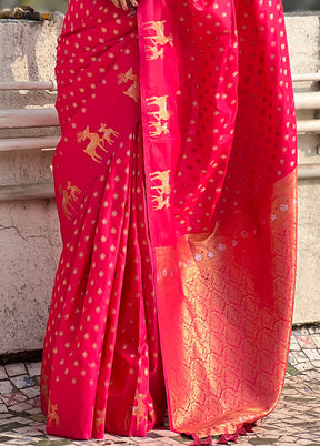 Pink Spun Silk Saree With Blouse Piece