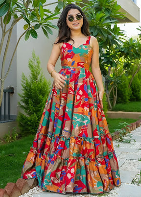 Multicolor Readymade Rayon Indian Dress