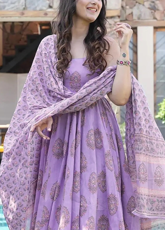 3 Pc Lavender Readymade Silk Suit Set