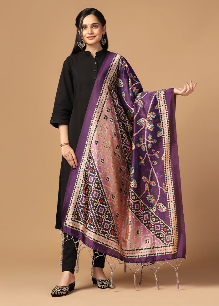 Purple Art Silk Dupatta