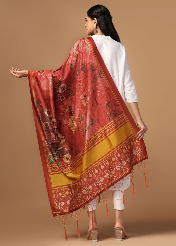 Rust Art Silk Dupatta