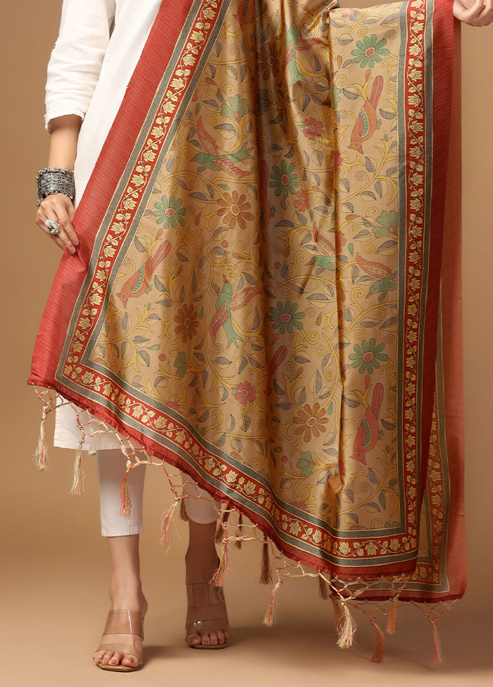 Beige Art Silk Dupatta