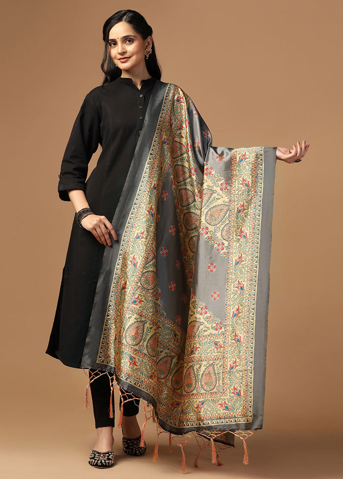 Grey Art Silk Dupatta