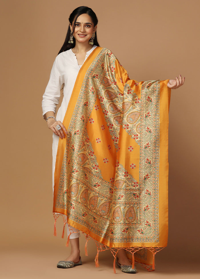 Mustard Art Silk Dupatta