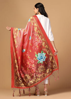 Red Art Silk Dupatta